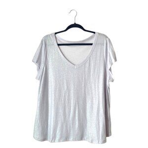 Lane Bryant V-neck Sparkle Short Sleeve Casual Top